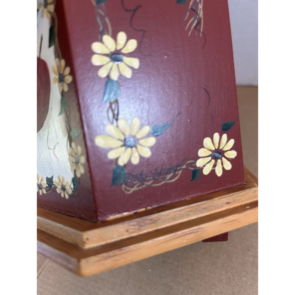 Kathy Hatch Wood Utensil Holder Planter Fall Leaves Rustic Kitchen Decor - Picture 13 of 13